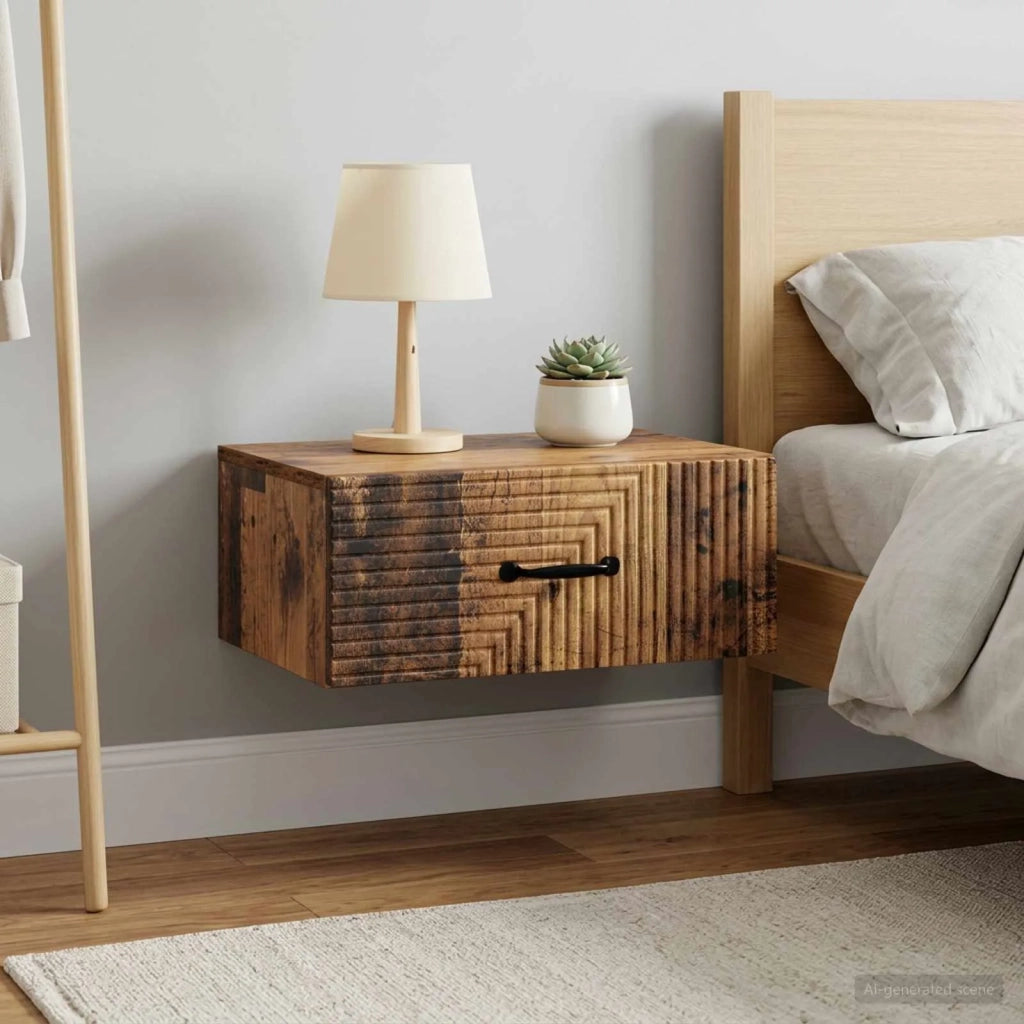 Mobiletto da notte a muro 2 pcs Legno antico 49 x 34,5 x 20 cm 898632