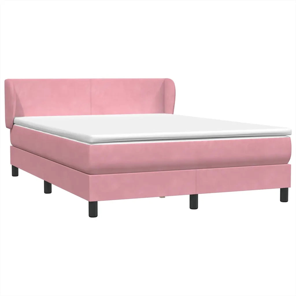 vidaXL Giroletto a Molle con Materasso Rosa 140x220 cm in Velluto
