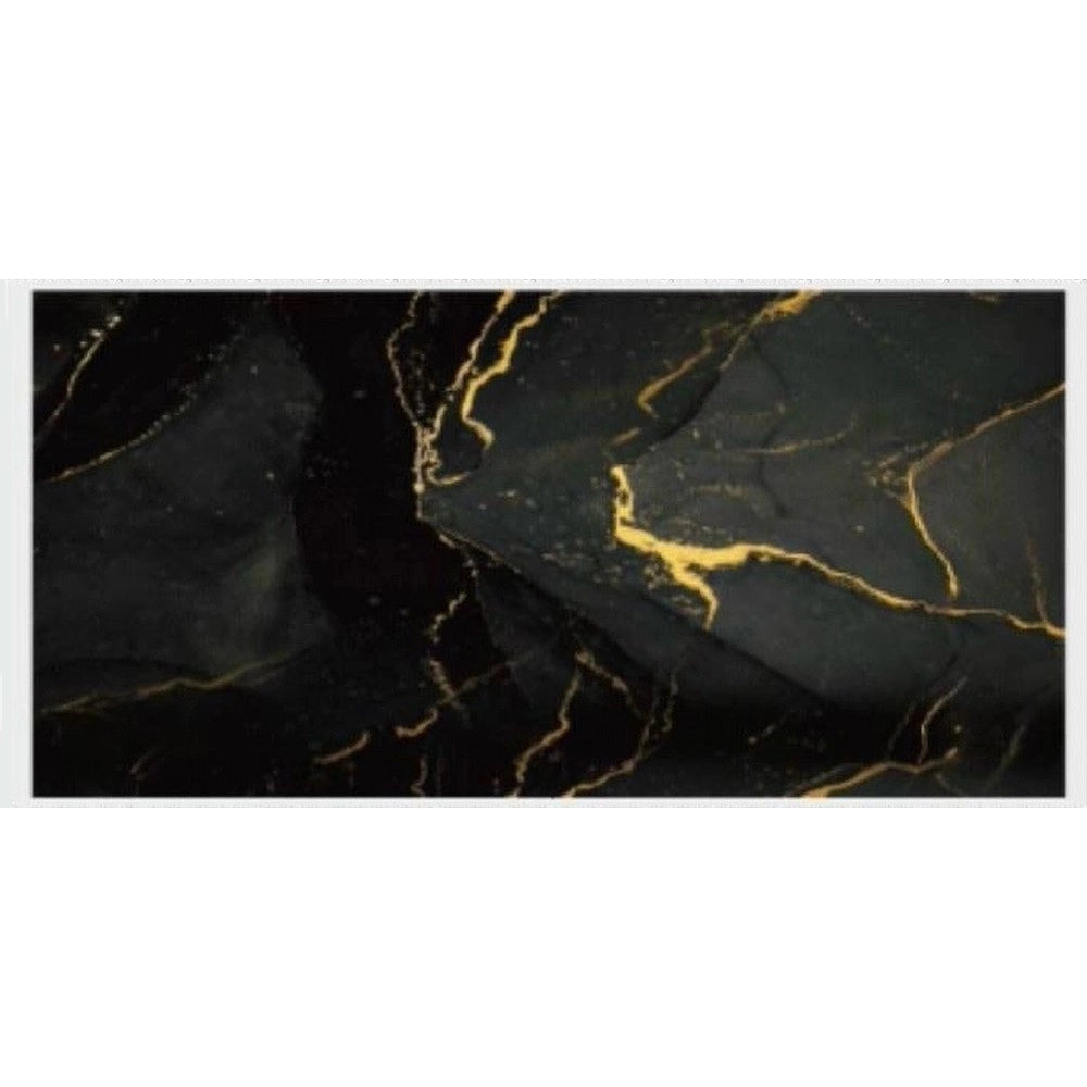 Trade Shop - Pannello Adesivo Effetto Marmo Nero Venato Oro Pareti Paraschizzi 300x60cm Stanza -