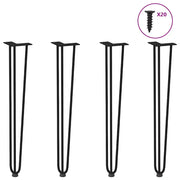 Gambe a forcina per tavoli consolle 4 pz Nero 72 cm Acciaio massiccio