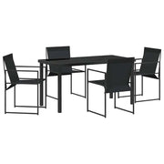Set da Pranzo per Giardino 5 pz | Set Salotto da Giardino Nero Textilene e Acciaio
