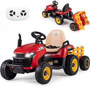 24V Trattore Elettrico per Bambini, Macchina Cavalcabile con Telecomando, Clacson Musica, Connessione Wireless e Fari a LED, per Bambini 3 Anni+ (Rosso)