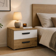 Lelisomi, Comodino 2 Cassetti, 45x35x33h cm Marrone Rovere