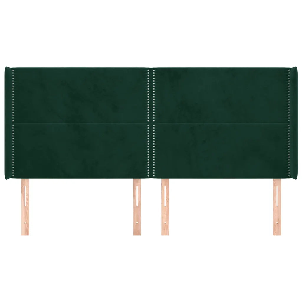 Testiera | Testata ad Orecchio Verde Scuro 203x16x118/128 cm in Velluto