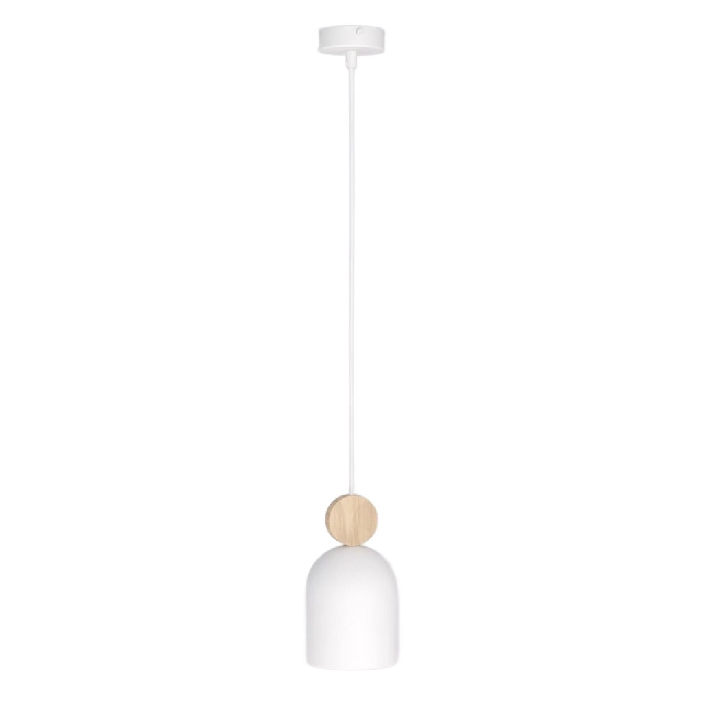 Lampada sospesa scandinava MESI bianca legno GU10 Emibig