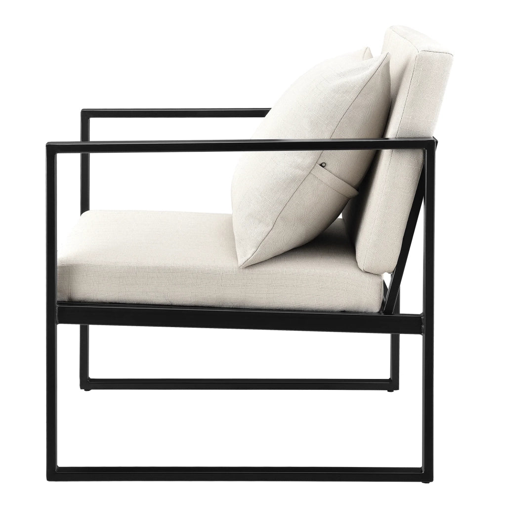 Set di 2 poltrone da soggiorno di design con braccioli seduta e schienale imbottiti struttura solida rivestimento in poliestere 70 x 60 x 60 beige nero 03_0005759