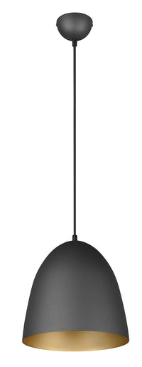 Lampada a Sospensione da Interno Attacco E27 in Metallo Nero e Oro
