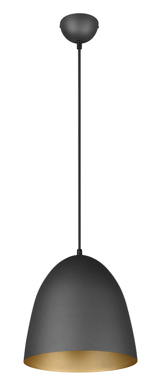 Lampada a Sospensione da Interno Attacco E27 in Metallo Nero e Oro