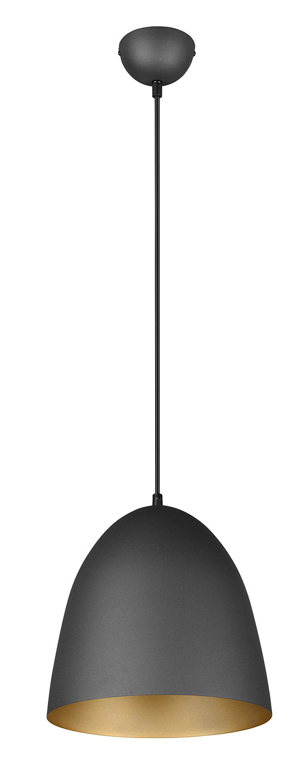 Lampada a Sospensione da Interno Attacco E27 in Metallo Nero e Oro