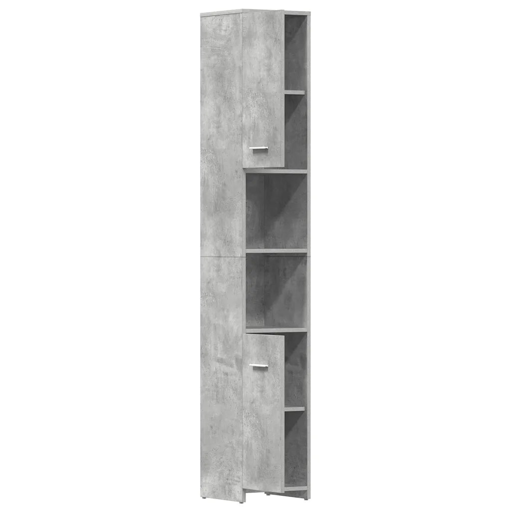 Mobile da Bagno | Armadio da bagno Grigio Cemento 30x30x183,5 cm Legno tecnico