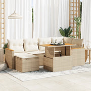 Set Divani da Giardino 7 pz con Cuscini Beige Polyrattan Acacia 3327509