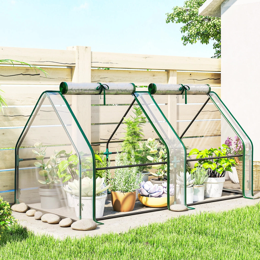 Serra da Giardino con Finestra a Zip ¨C Xylo ¨C Acciaio 180x90x90 cm Trasparente