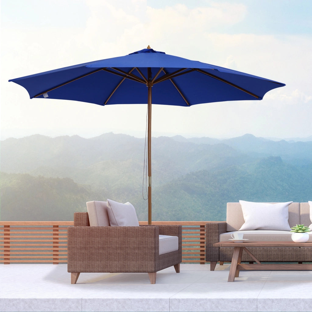 Ombrellone da Giardino ¨C zephmum ¨C Bamb¨´, Blu e Naturale, 300x300x250 cm