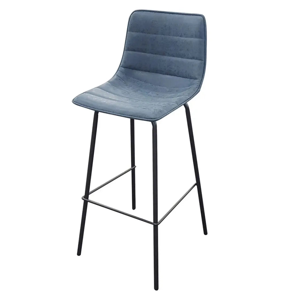 Set di 2 sgabelli da bar con schienale effetto pelle blu denim collezione NETS - Stile industriale