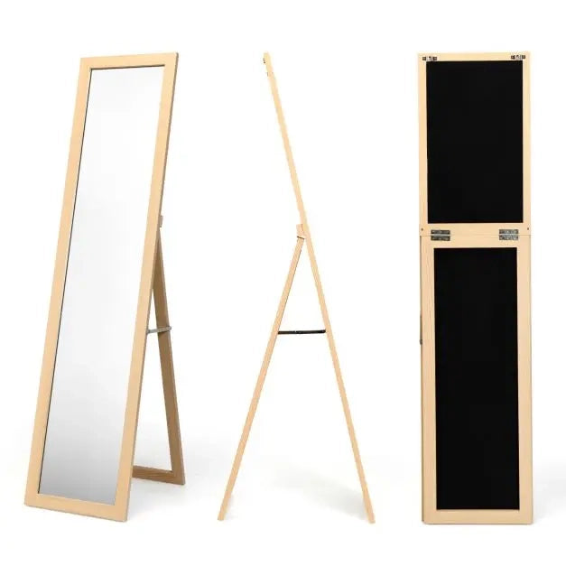 Specchio da terra a figura intera 155 x 37 cm, cornice in MDF, autoportante e da parete per camera e casa, robusto