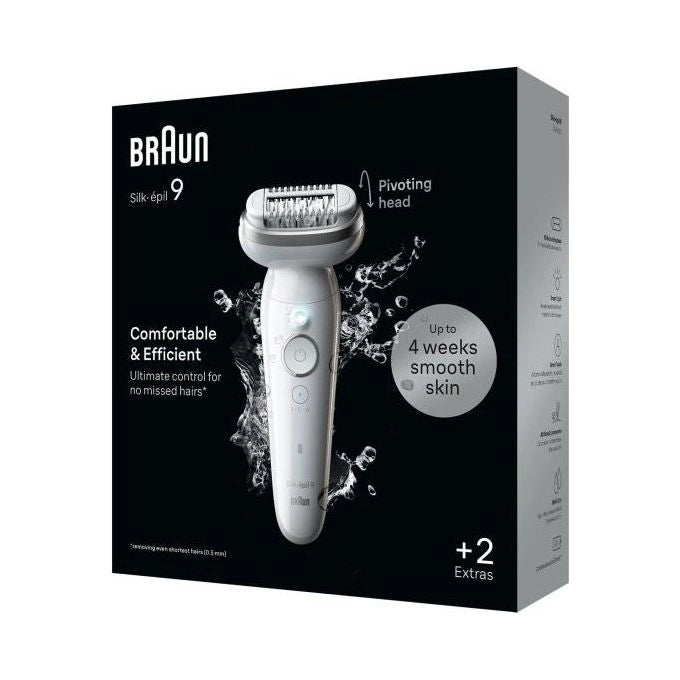 Braun Silk‑épil 9 Flex 3D 9‑011 - Epilatore a pinzette ricaricabile, 2 velocita', testine incluse: epilazione + massaggio + cappuccio per zone sensibili, utilizzo Wet and Dry, autonomia 50 min, colore Bianco-oro