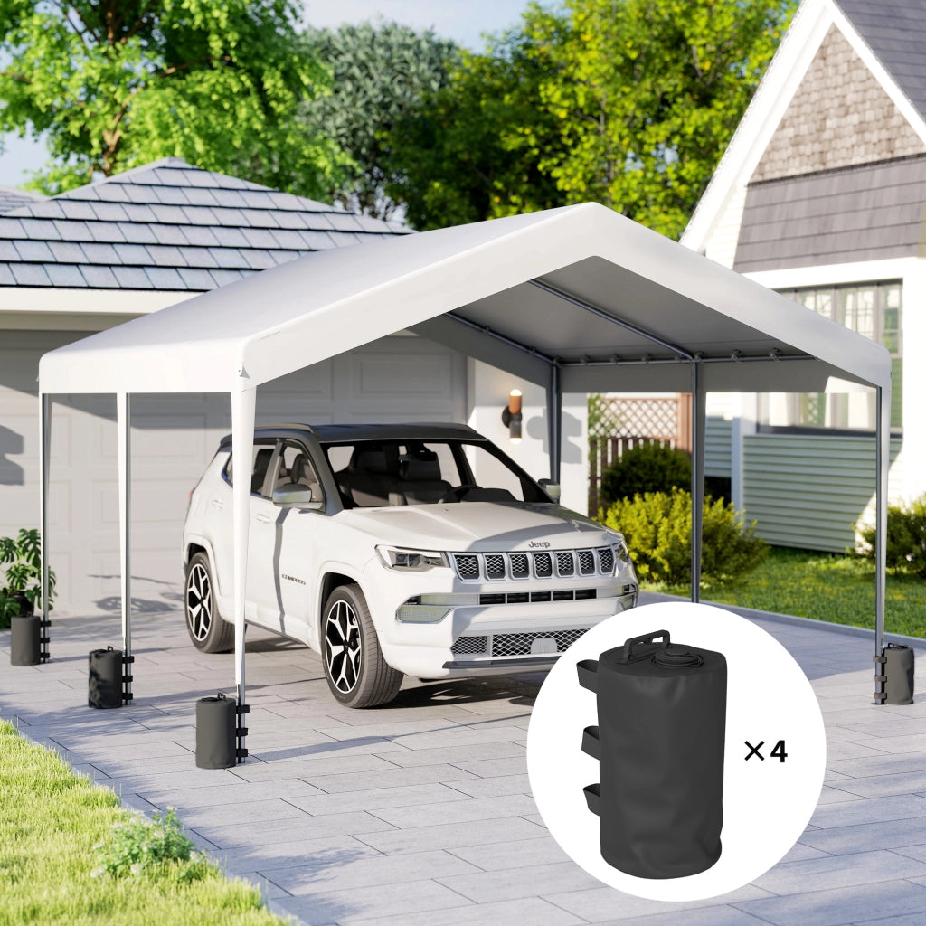 Set 4 Zavorre per Gazebo Ø20x32,5 cm con Maniglie e Cinghie a Strappo in Tessuto Plastica 500D Nero