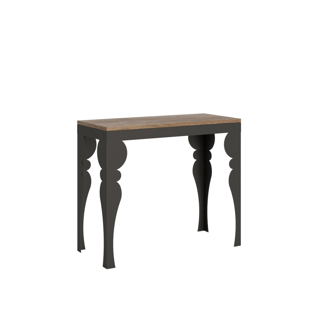 Consolle allungabile 90x40/300 cm Paxor Evolution Quercia Natura telaio Antracite
