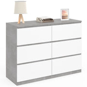 IDMarket - Arcón TOMI 110 cm 6 cajones, blanco y efecto hormigón