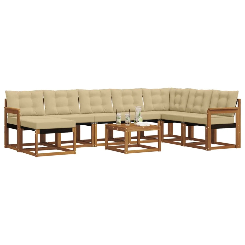 Set di divani da esterno con cuscino 9 pcs Naturale e Beige 3368972