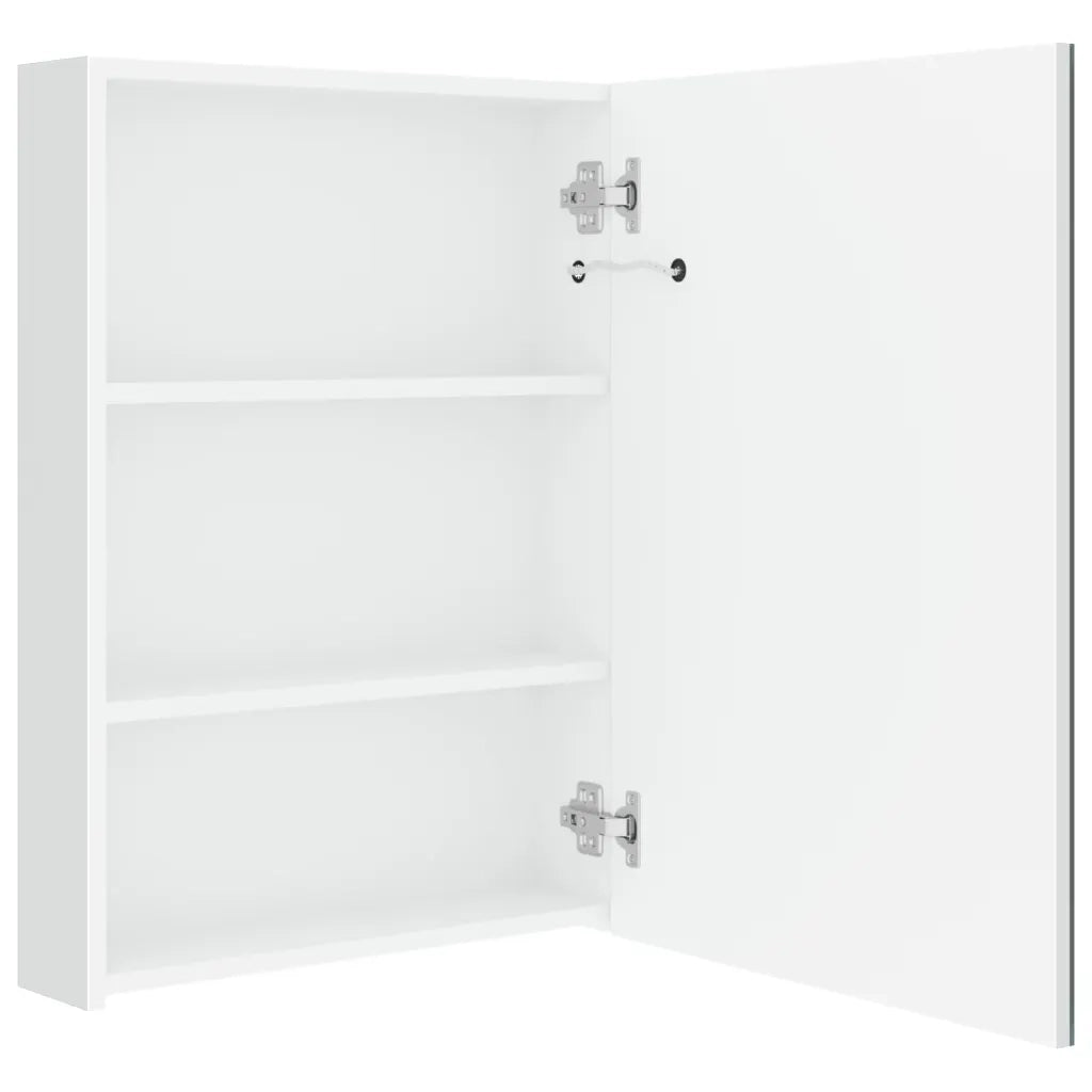 Armadietto Bagno con Specchio e LED Bianco Lucido 50x13x70 cm cod mxl 70170