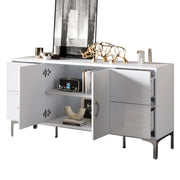Credenza con 4 cassetti e 2 ante - per soggiorno - in MDF - 150x38x59.5 cm - bianco