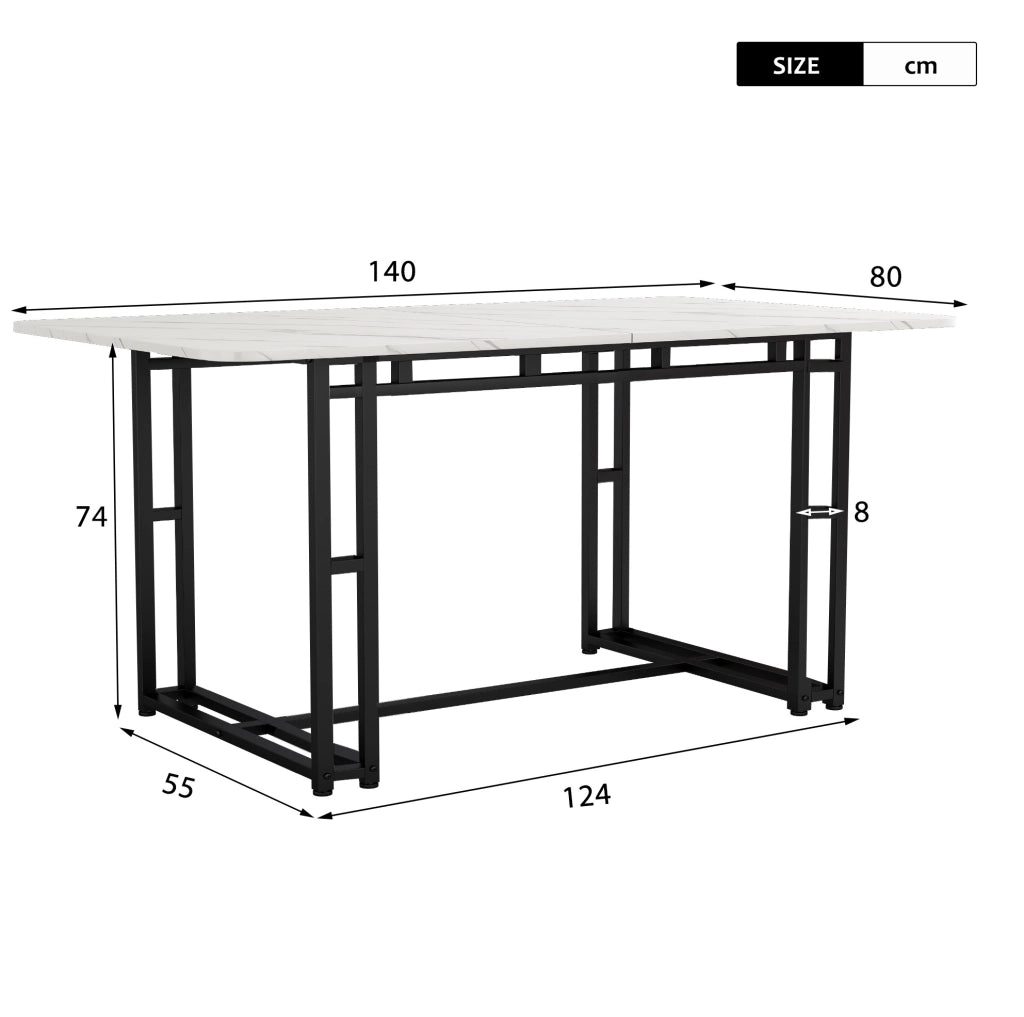 Tavolo da pranzo moderno 140 cm in MDF con gambe nere