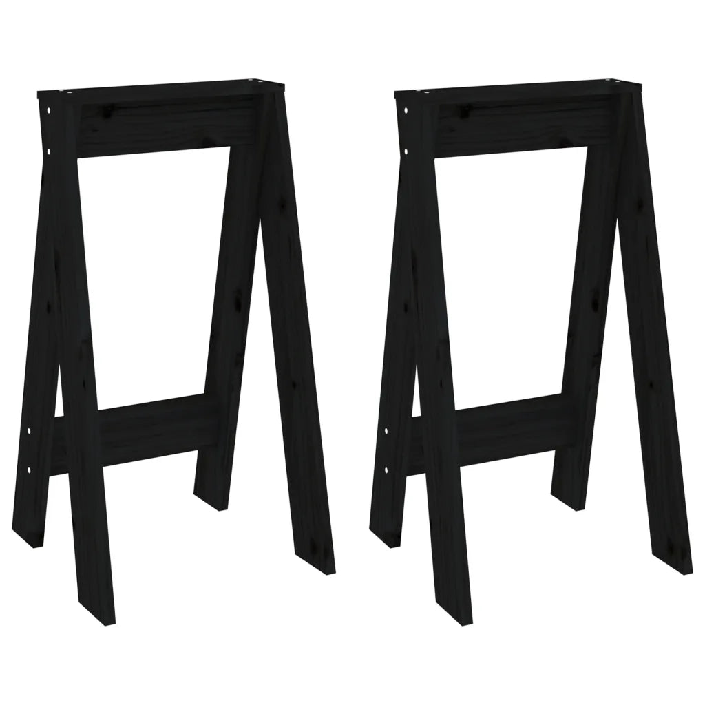 Sgabelli 2 pz Nero 40x40x75 cm in Legno Massello di Pino 823673