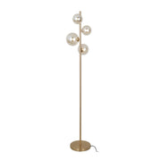 Lampada da terra Canello oro, sfere ambra 4xG9 Italux