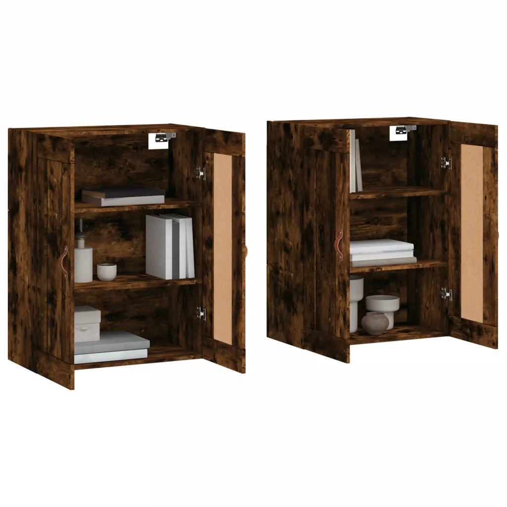 Armadietti a Parete 2 pz Rovere Fumo in Legno Multistrato 3197998