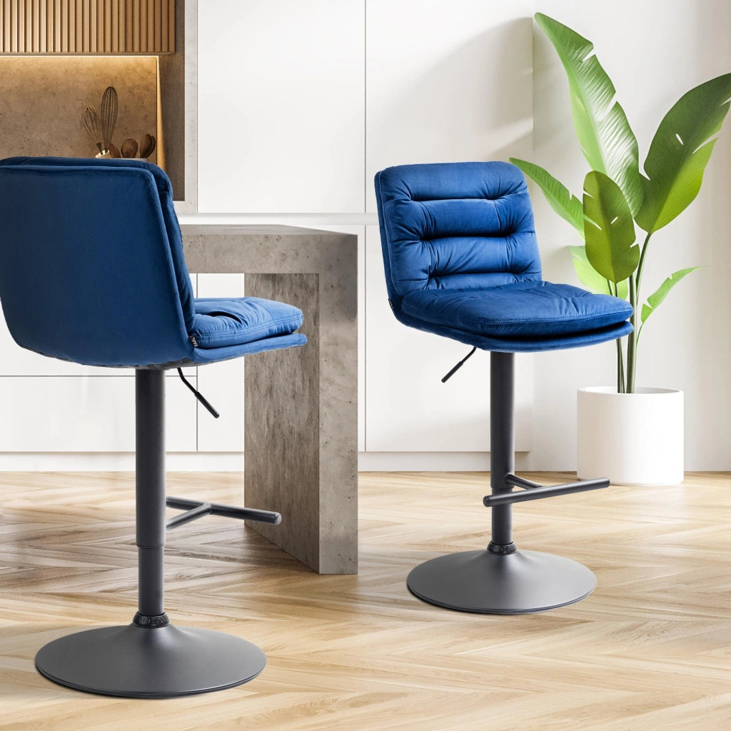 2er Set Barhocker Damar Samt schwarz