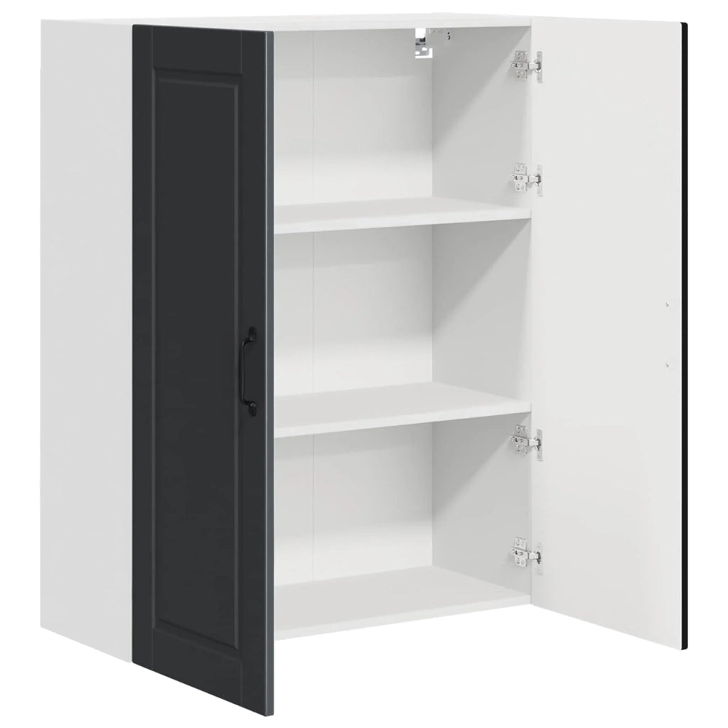 Mobile da cucina moderno nero a parete 80 x 31 x 100 cm con pratico vano contenitore stile elegante in legno composito nero 02_0054486