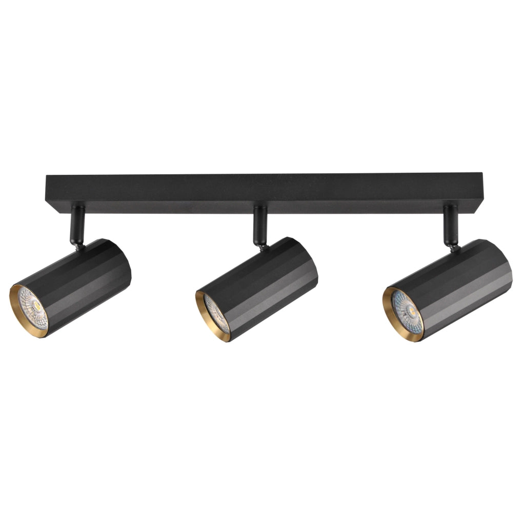 Plafoniera/Applique 3 faretti nero-oro GU10 Nicea Polux