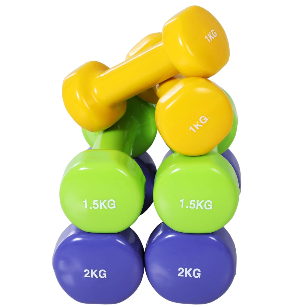 Set di manubri con custodia, 4 paia di manubri, 0,5, 1, 15, 2 kg, portatili per casa e palestra, ferro, plastica