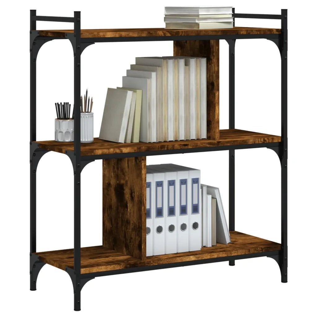 Libreria Rovere Fumo 3 Ripiani 76x32x88 cm Legno Multistrato 833932