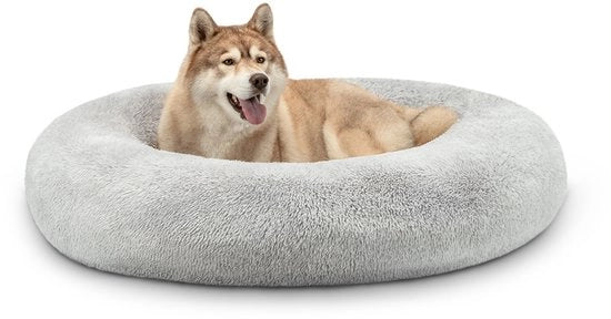 Letto per cani Donut con imbottitura morbida e bordo alto 120 cm colore grigio chiaro