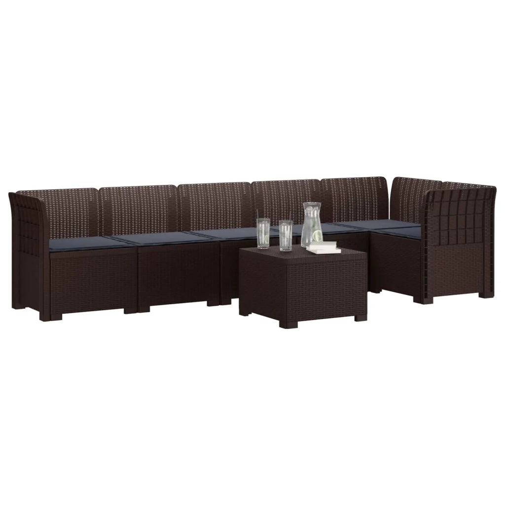 Divano da Giardino 6 Posti con Cuscini Aspetto Rattan PP 3444113