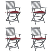 Sedie da Giardino Pieghevoli 4pz con Cuscini in Massello Acacia cod mxl 76014