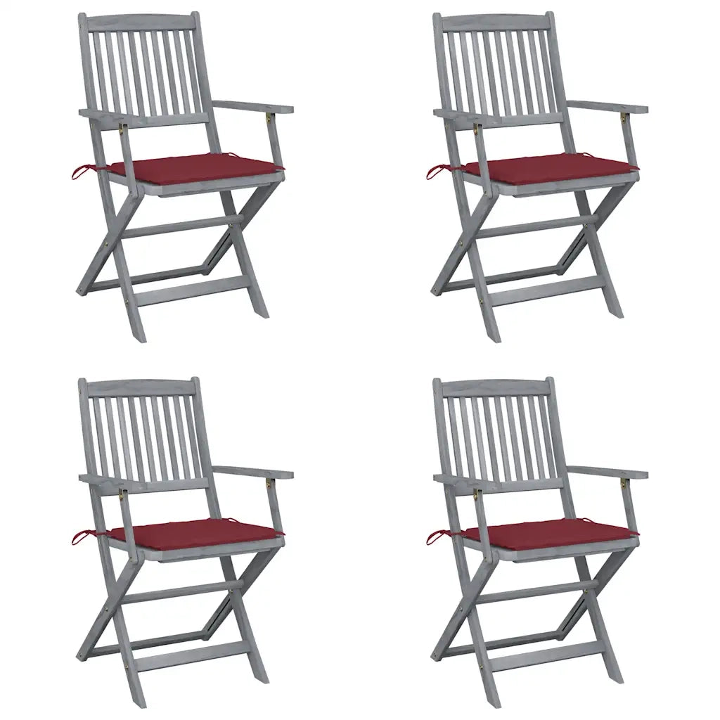 Sedie da Giardino Pieghevoli 4pz con Cuscini in Massello Acacia cod mxl 76014