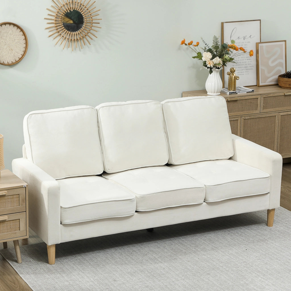 Divano 3 posti in velluto ¨C zephmum ¨C crema 185x79x82