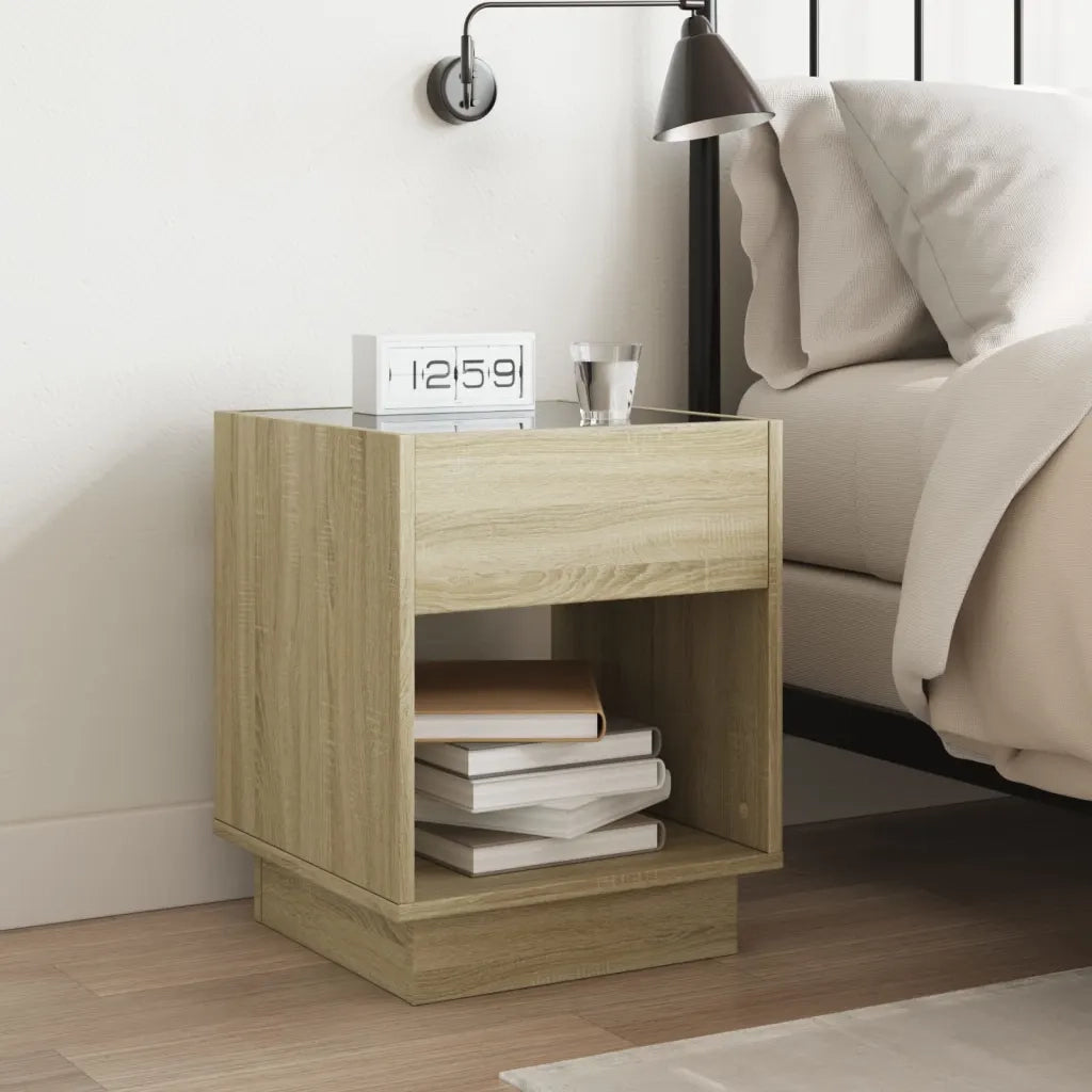 Comodino con LED Infinity Rovere Sonoma 40x40x50 cm