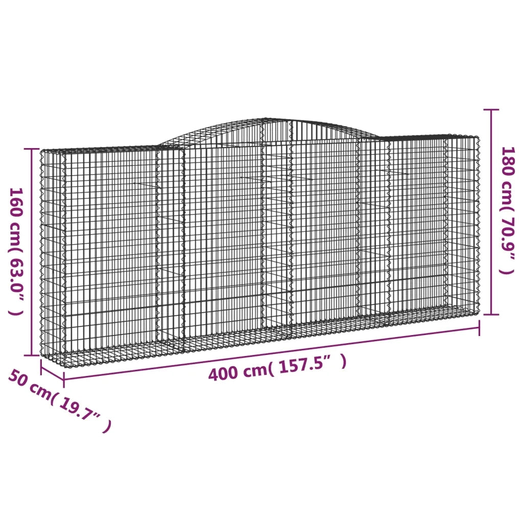 Cesti Gabbioni ad Arco 9 pz 400x50x160/180 cm Ferro Zincato 3147042