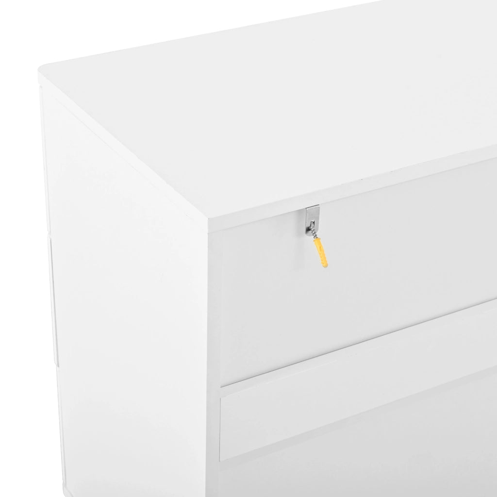 Cassettiera, mobile contenitore, 6 cassetti, gambe in metallo, MDF, bianco