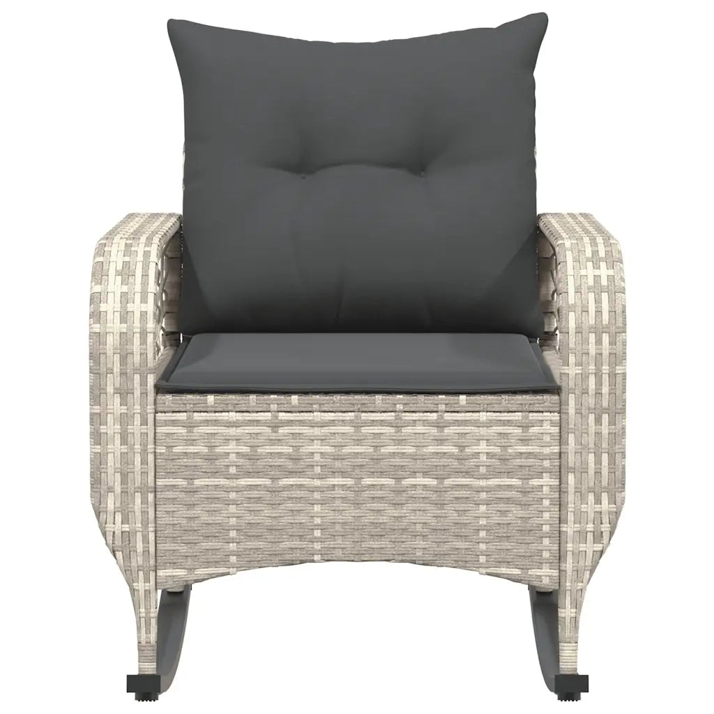 Sedia a Dondolo Giardino con Cuscini Polyrattan Grigio Chiaro 4104198