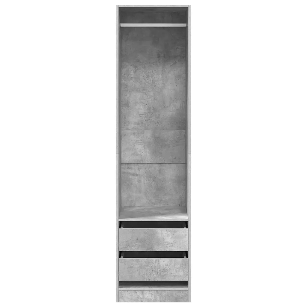 Armadio Cassetti Grigio Cemento 50x50x200 cm Legno Multistrato 800616