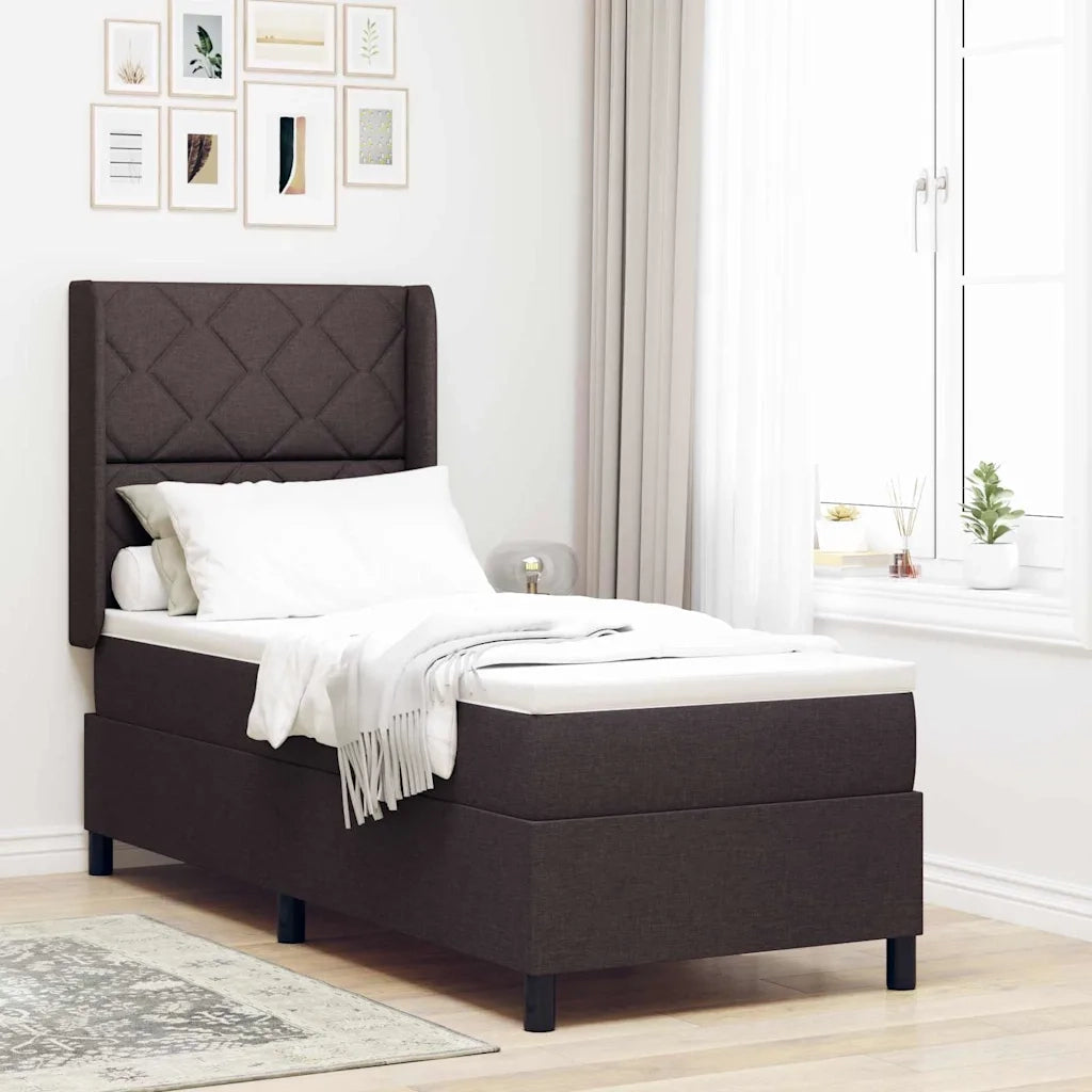 Letto a Sorgente LED Marrone Scuro 80 x 200 cm Tessuto 3343535
