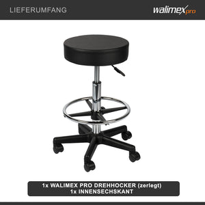 Sgabello con ruote regolabile in altezza 65-87 cm, max 120 kg girevole a 360°, per ufficio studio fotografico