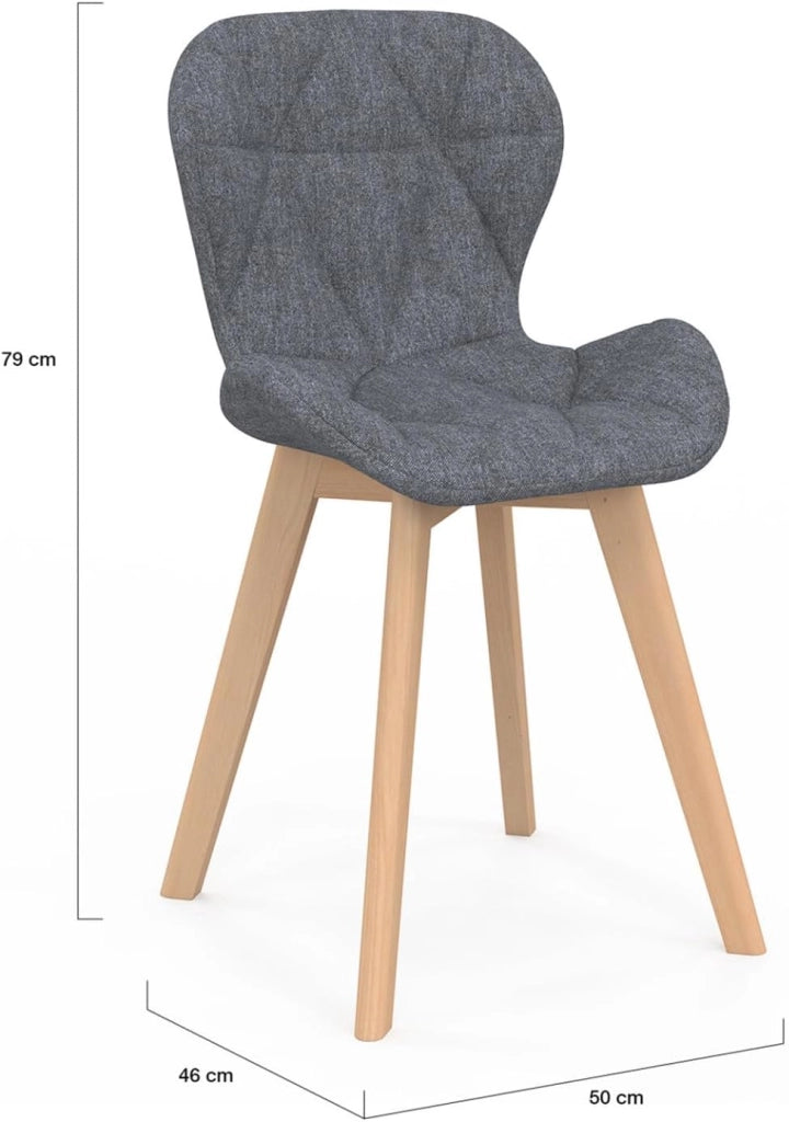 Set di 6 sedie da pranzo ROBINE in tessuto grigio scuro