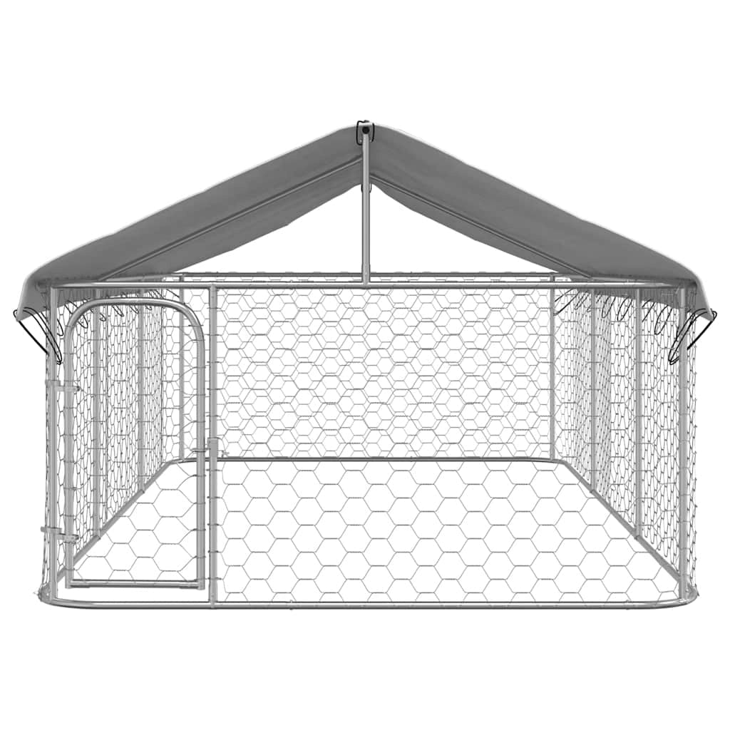 Gabbia/recinto per animali da esterno con tetto 400 x 200 x 150 cm Argento 02_0041910