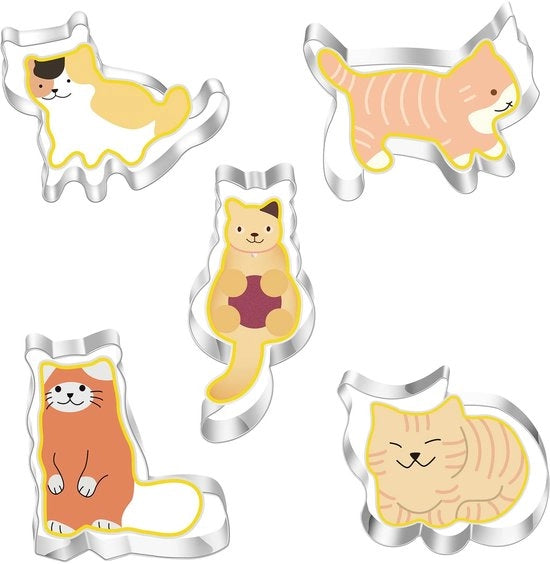 Set di taglieri biscotti 5 pezzi - Forme a punta di gatto - Acciaio inossidabile - Duraturo - Sicuro per l'alimentazione - Facile da pulire - Forma a punta